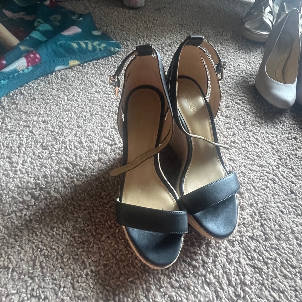 Michael Kors Black Wedge Sandals